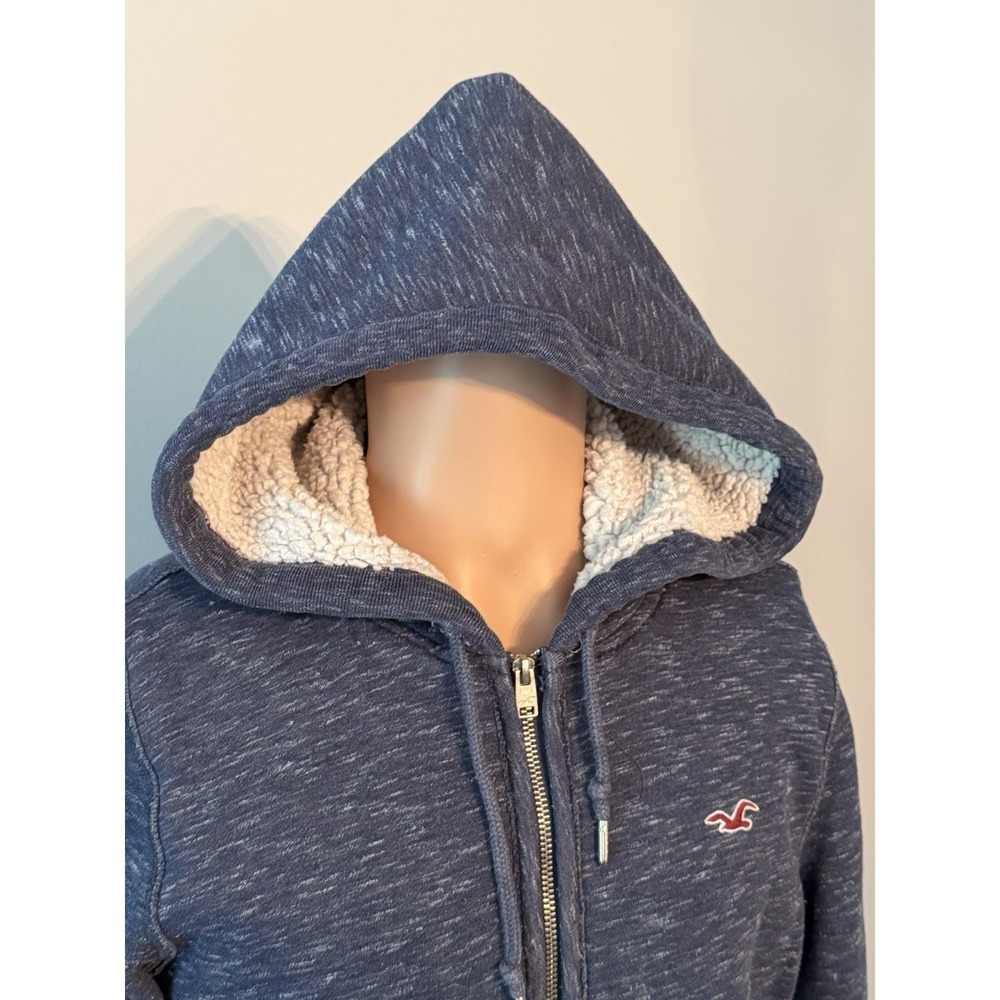 Hollister Hoodie Sherpa Fur Lined Jacket Full Zip Men's Small Skater Y2K - Picture 2 of 6